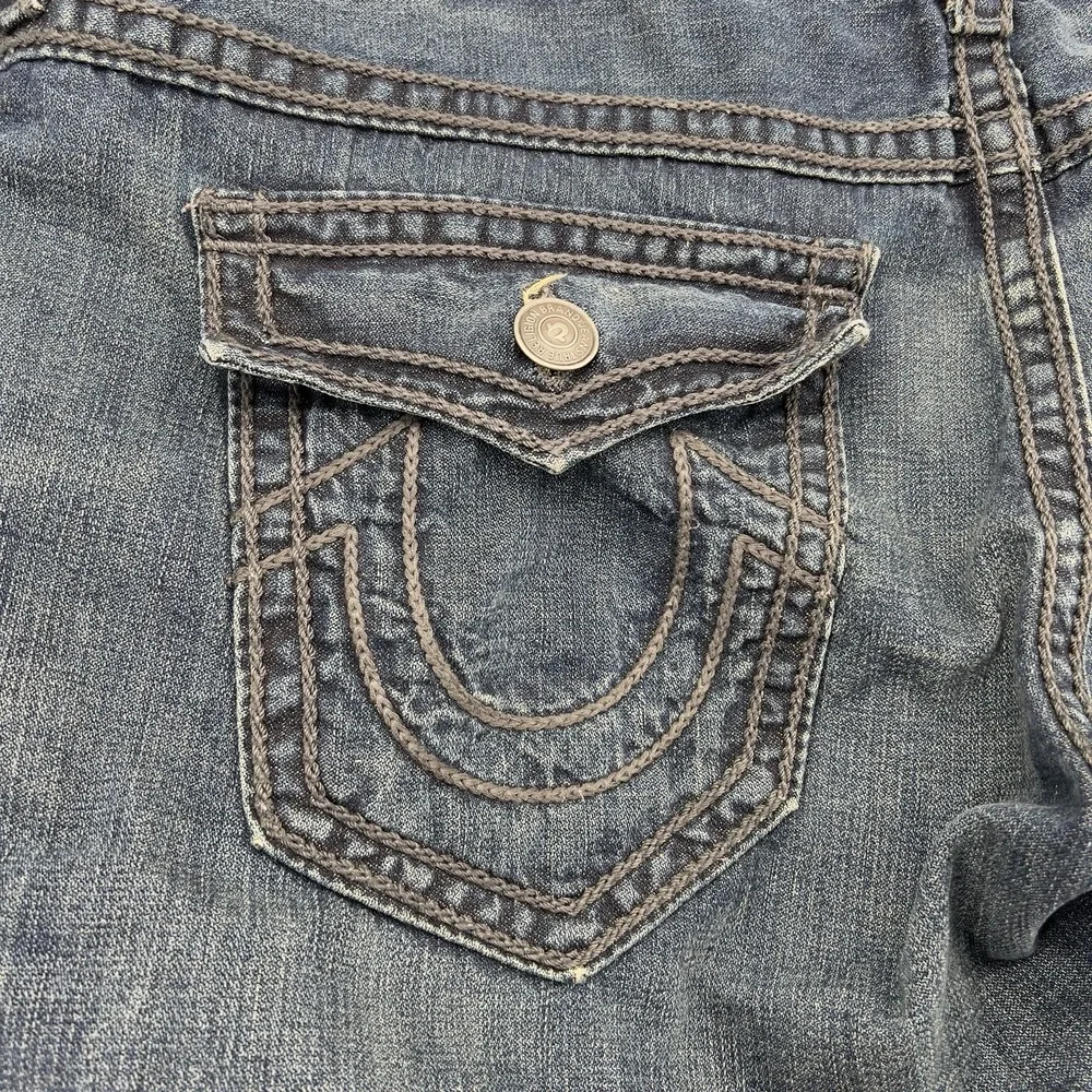 True Religion Mens 44x33 Ricky Relaxed Straight Leg Jeans Y2K Denim Made In USA